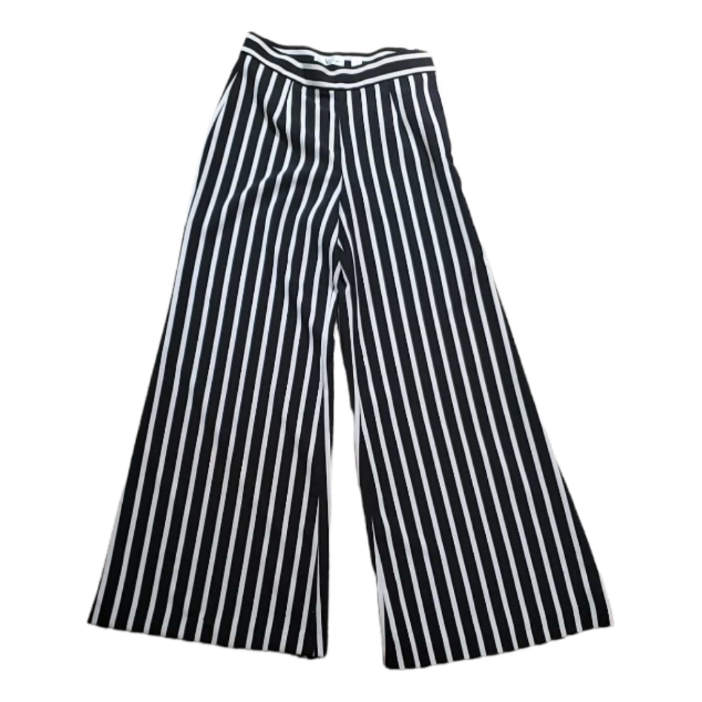 LENA GABRIELLE Black & White Stripe Wide Leg Spandex Blend Pants Size 4